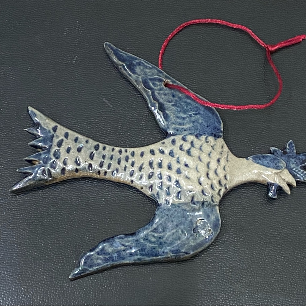 Vintage ROWE Pottery Stoneware Salt Glazed Bird Holiday Christmas Ornament